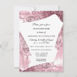 Sweet 16. Bridal Pink Dress Rose Quineanera White Einladung