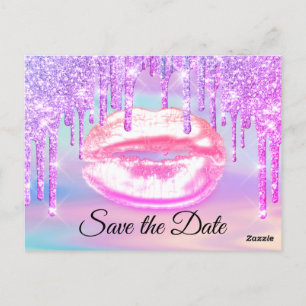 Sweet 16. Bridal Quinceanera Kiss Pink Tropfen Postkarte