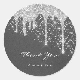 Sweet 16. Bridal Wedding Kraft Silver Tropfen Runder Aufkleber