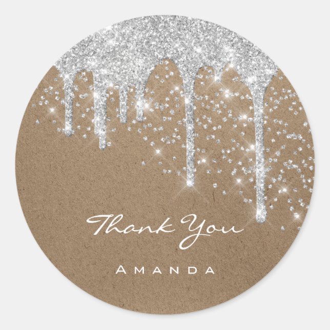 Sweet 16. Bridal Wedding Paper Kraft Tropfen Runder Aufkleber (Vorderseite)