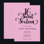 Sweet 16 Bubblegum Pink & Black Birthday Party Einladung<br><div class="desc">Passen Sie Ihre Veranstaltung an.</div>