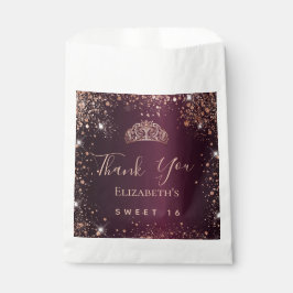 Sweet 16 burgundy Rose gold tiara vielen Dank Geschenktütchen