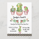 Sweet 16 Cactus Succulent Southwestern Invite Einladung<br><div class="desc">Das ist perfekt für jeden Geburtstag, Babydusche oder Brautparty. Sie können die Formulierung und die Farbe der Formulierung an Ihr Thema anpassen. Es ist vorne und hinten mit schönen Details. Wenn Sie ein anderes Design brauchen, können Sie sich mit mir in Verbindung setzen. Wenn Sie eine Sonderbestellung benötigen, kontaktieren Sie...</div>