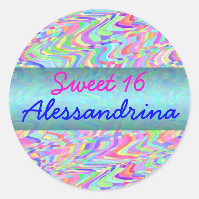 Sweet 16 Candy Confetti individuell anpassbar Runder Aufkleber (Vorderseite)