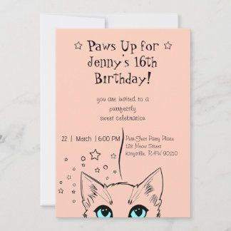 Sweet 16 Cat-Themed Birthday Einladung
