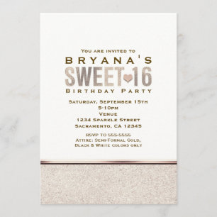 SWEET 16 Champagne Sparkle Glam Party Einladungen