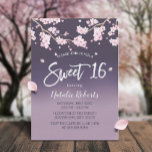 Sweet 16 Cherry Blossom Blume Elegant Lila Einladung<br><div class="desc">Rosa Blumenkirsche Blossom Elegant Lila Ombre Sweet 16 Einladungen.</div>