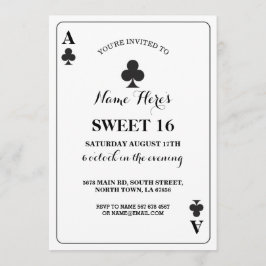 Sweet 16 Clubs Spielkarte Vegas Birthday Ace Einladung