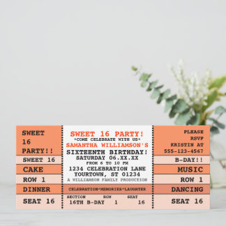 Sweet 16 Concert Ticket Einladung
