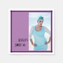 Sweet 16 Custom Foto Napkin - Lila & schwarz Serviette