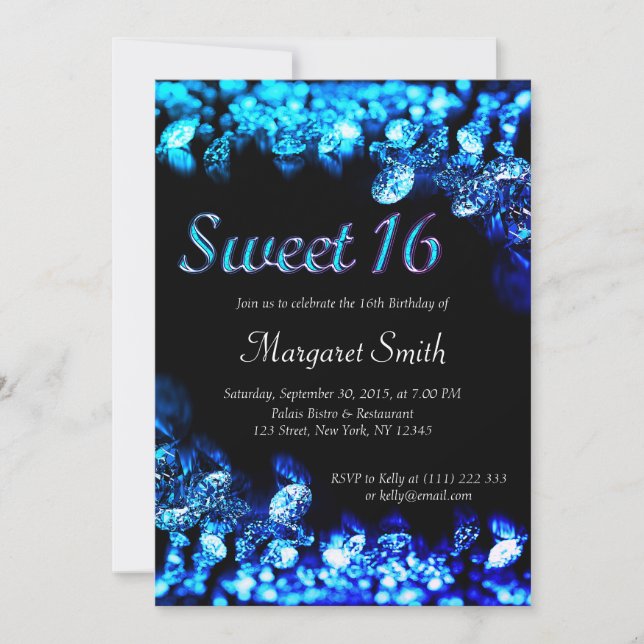 Sweet 16 Diamonds Einladung (Vorderseite)
