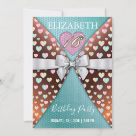 Sweet 16 Einladung mit farbenfrohen Fußketten und 