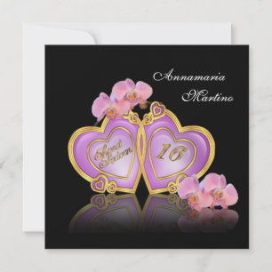 Sweet 16 Einladung rosa und schwarz
