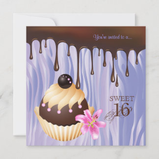 Sweet 16 Einladung Schokolade Lila Cupcake