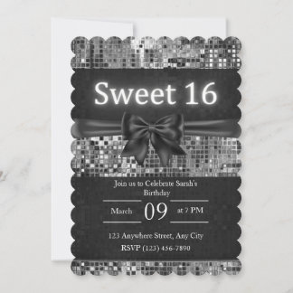 Sweet 16 Einladung - Schwarz und Silberbraun
