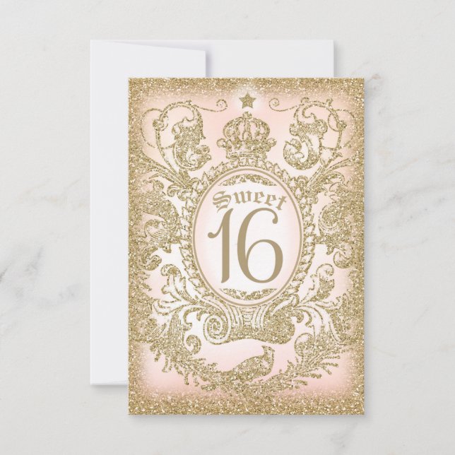 Sweet 16 einmal auf eine ZeitPrinzessin NO UAWG RSVP Karte (Vorderseite)