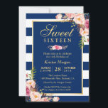 Sweet 16 Elegant Rosa Bläsernasse Blaue Streifen Einladung<br><div class="desc">Mit diesen vordefinierten Vorlagen können Sie Ihre Einladung ganz einfach so gestalten, dass Sie sie ganz individuell gestalten können. Für weitere Anpassungen klicken Sie bitte auf den Link "Weiter anpassen" und verwenden Sie unser benutzerfreundliches Designwerkzeug, um diese Vorlage zu ändern. Wenn Sie Thicker-Papiere / Matte Finish bevorzugen, können Sie den...</div>