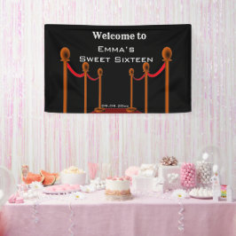 Sweet 16. Elegent Black & Red Carpet Geburtstag Banner