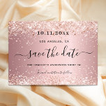 Sweet 16 errötete rosa Glitzer Party Save The Date<br><div class="desc">Eine Save the Date Karte für eine Sweet 16,  16. Geburtstagsparty. Ein rot rosa metallischer Hintergrund mit goldenen Rose Imitaten Glitzer Staub. Personalisieren und fügen Sie Datum und Name/Alter hinzu. Der Text: Save the Date wird mit einem großen angesagten,  handgeschriebenen Stilskript mit Swashes geschrieben.</div>