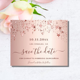Sweet 16 errötete Rose Save the Date Goldkarte