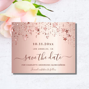 Sweet 16 errötete Rose Save the Date Goldkarte