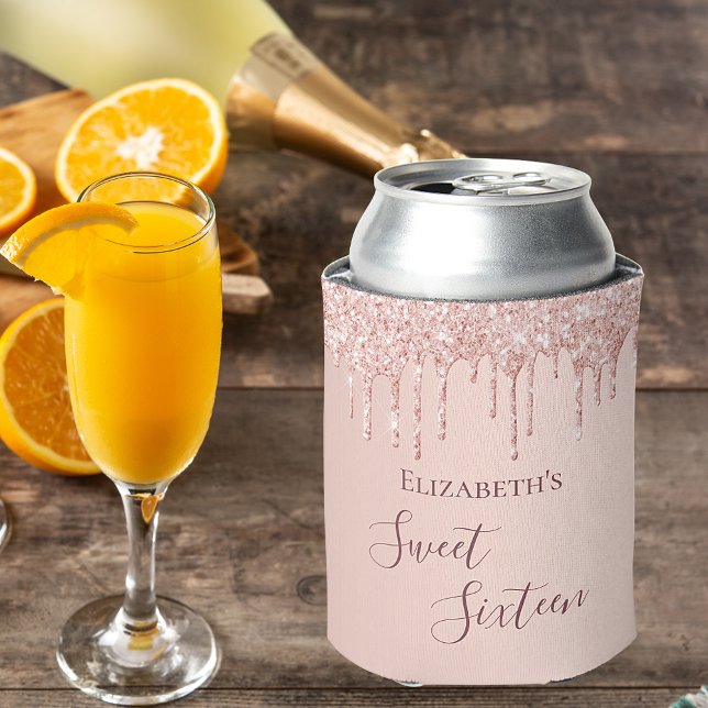 Sweet 16 errush Rose Gold Glitzer Tropfen Name Dosenkühler (Von Creator hochgeladen)