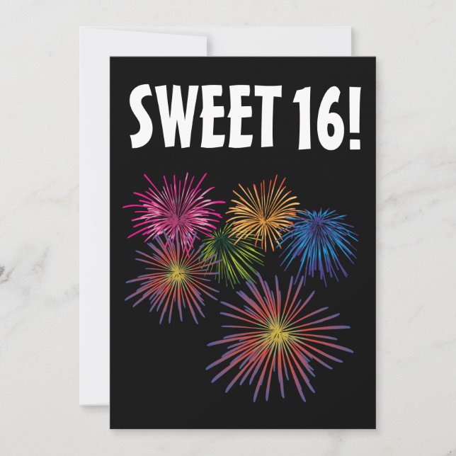 SWEET 16 FIREWORKS PARTY CUSTOM EINLADUNGEN (Vorderseite)