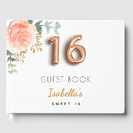 Sweet 16 floral Rose gold eucalyptus monogramm Gästebuch