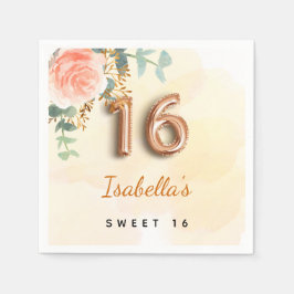Sweet 16 floral Rose gold eucalyptus monogramm Serviette