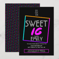 Sweet 16 Flyer Club Thema Geometrische Neon