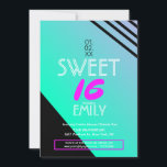 Sweet 16 Flyer Club Thema Geometrische Neonstreife Einladung<br><div class="desc">Neon Club Einladung Style für Sweet 16</div>