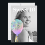 *~* Sweet 16 FOTO Ballon Rainbow AP29 Geburtstag Einladung<br><div class="desc">(Suche nach ähnlichen Designs auf verschiedenen Produkten in AP29)((Dieses Design kann leicht an JEDES Alter oder EVENT angepasst werden )) Erfahren Sie, wenn Sie Hilfe benötigen. *~* Energie-Enhanced SWEET 16 Geburtstag Einladung. Ändern / Bearbeiten Sie den Text und das FOTO des süßen 16 Geburtstagskarls. Abstrakte Künstlerische Girly Chic SWEET 16...</div>