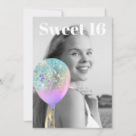 *~* Sweet 16 FOTO Ballon Rainbow AP29 Geburtstag Einladung