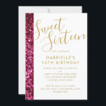 Sweet 16 Funkelnd Hot Pink Glitzer & Gold Glam Chi Ankündigung<br><div class="desc">Funkelnd, glitschig, glänzend, modern und einfach Hot-Rosa Fuchsia Glitzer Band Streifen mit goldfarbenen Text Geburtstagseinladungen. Entworfen für eine mädchenhafte Geburtstagsfeier. Geschützt für einen süßen 16 Geburtstag, aber alle Texte sind essbar, um jeden Geburtstag oder Quinceanera Anzug. ・ ・ ・ ・ ・ ・ ・ ・ ・ ・ SIE ALLE ANPASSEN, indem...</div>