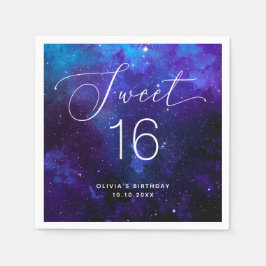 Sweet 16 Galaxy Birthday | Cosmic Sixteen Party Serviette