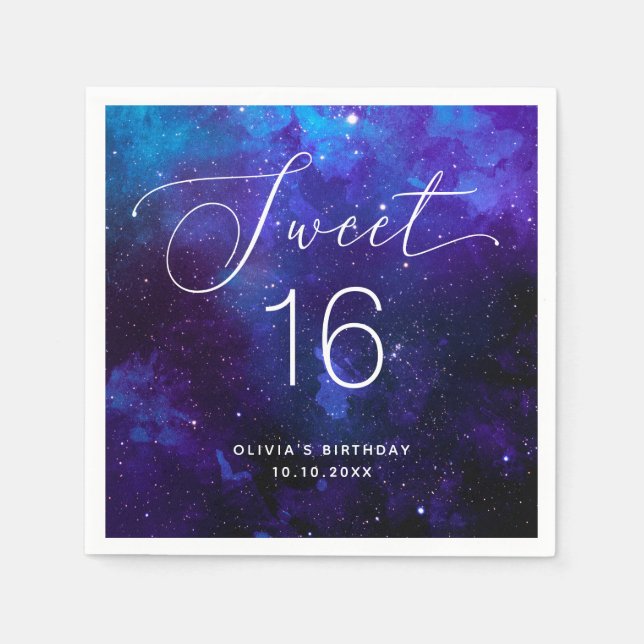 Sweet 16 Galaxy Birthday | Cosmic Sixteen Party Serviette (Vorderseite)