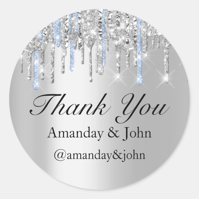 Sweet 16. Gastgeschenk Hochzeit Bridal Danke Blue  Runder Aufkleber (Vorderseite)