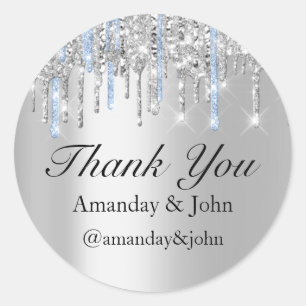 Sweet 16. Gastgeschenk Hochzeit Bridal Danke Blue  Runder Aufkleber