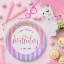 Sweet 16 Geburts Regenbogen ombre Glitzer Skript