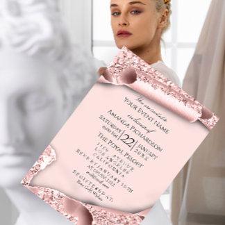 Sweet 16. Geburtstag Brautparty 3D Rosa Rose Einladung