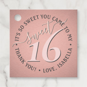 Sweet 16. Geburtstag Chic Niedlich Danke Pink Part Geschenkanhänger