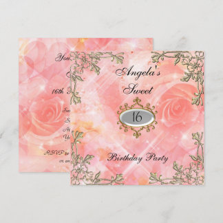 Sweet 16 Geburtstag Einladung Pink Blume