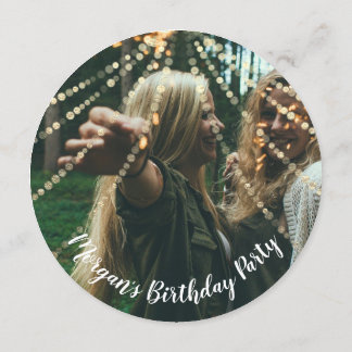 Sweet 16. Geburtstag Foto Confetti Rose Gold Einladung