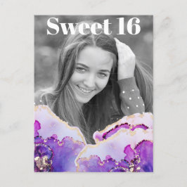 *~* Sweet 16 Geburtstag Foto Violet Abstrakt AP29 Einladungspostkarte