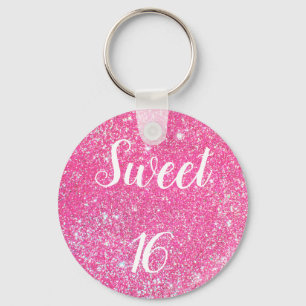 SWEET 16 Geburtstag Glanz Hot Pink Glitter Schlüsselanhänger