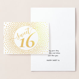 Sweet 16. Geburtstag Glittery Confetti Script Gold Folienkarte