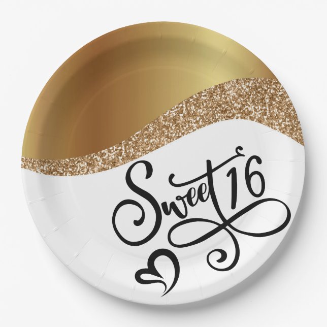Sweet 16 Geburtstag Pappteller (Vorderseite)