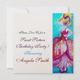 SWEET 16 GEBURTSTAG PARTY Rosa Blau Türkis Einladung