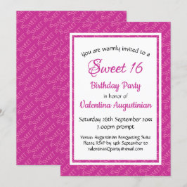 SWEET 16 Geburtstag Personalisierte PINK Einladung