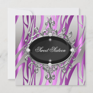 Sweet 16 Geburtstag Pink Purple Zebra Schwarz Stre Einladung